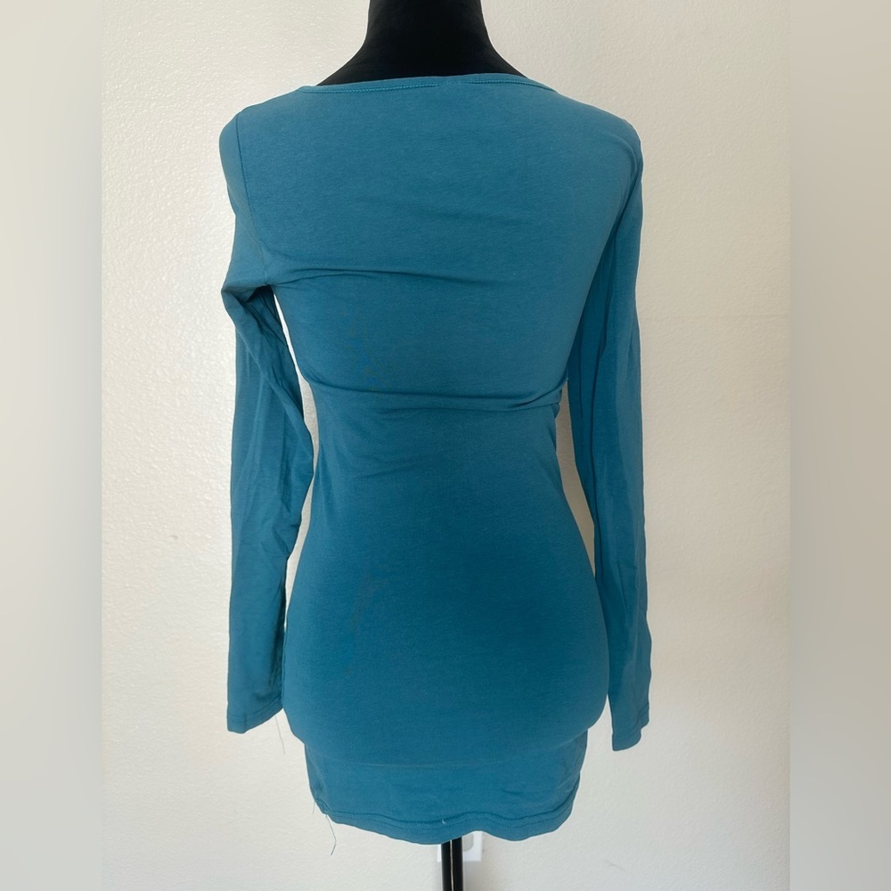 Vero Moda Blue Long Sleeve Scoop Neck Stretch Top XS